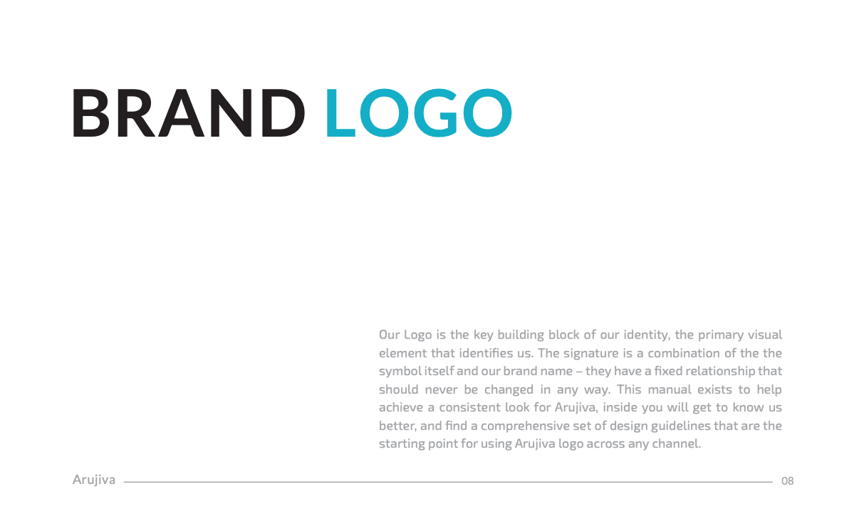 Arujiva brand guide page 8