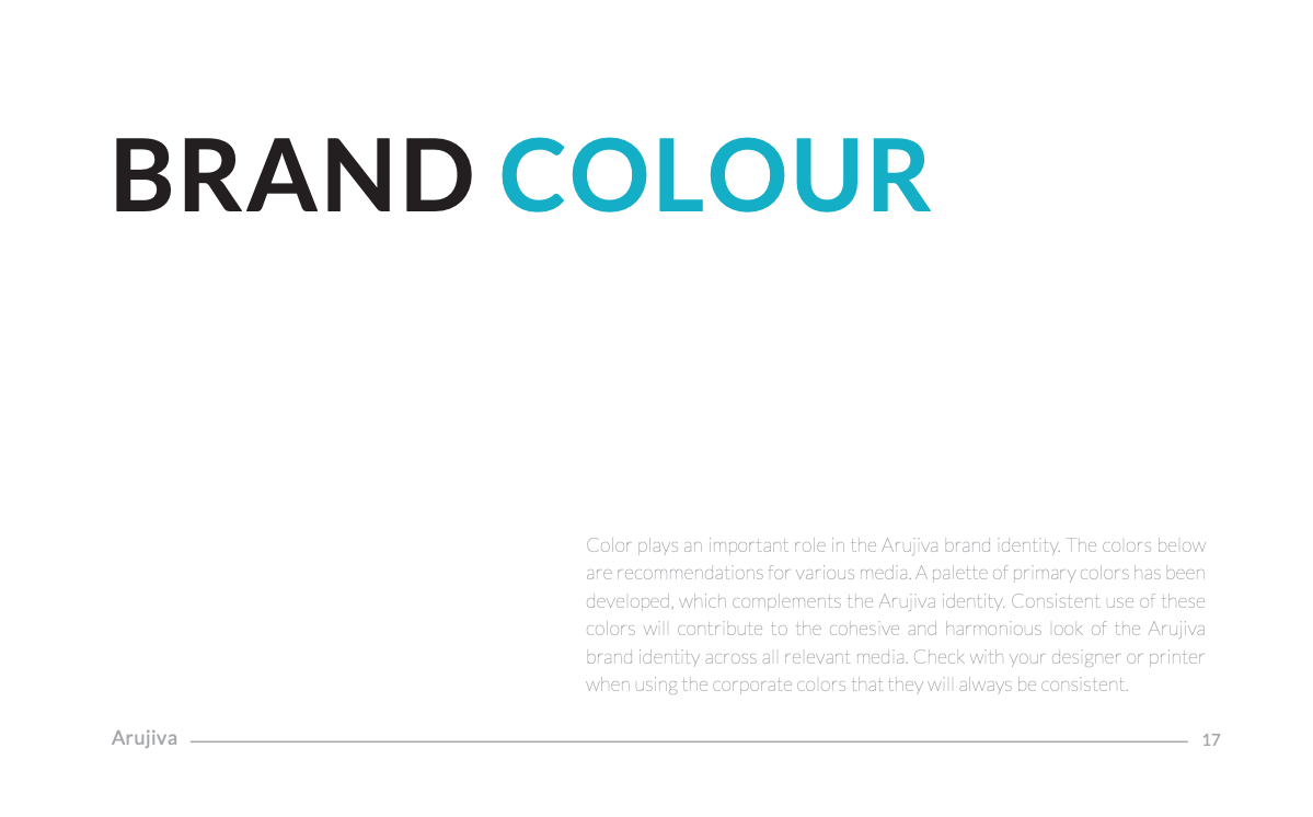 Arujiva brand guide page 17